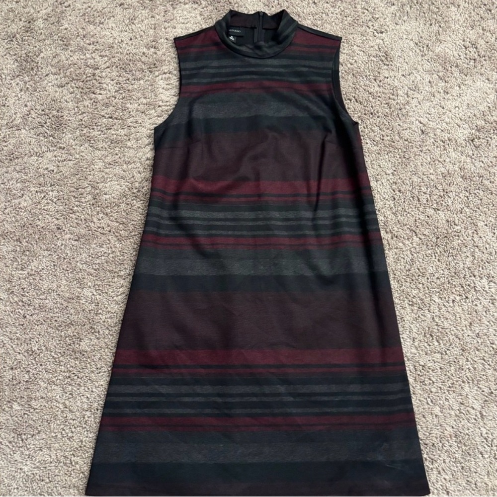 AB Studio Sleeveless Midi Dress - Black and Burgundy